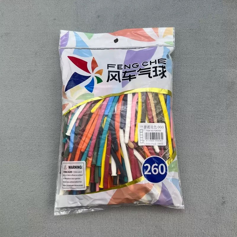 260 Long Latex Magic Balloons, Heavy-Duty Twisting Balloons for Clown Dolls, Party Decor &amp; Street Vending