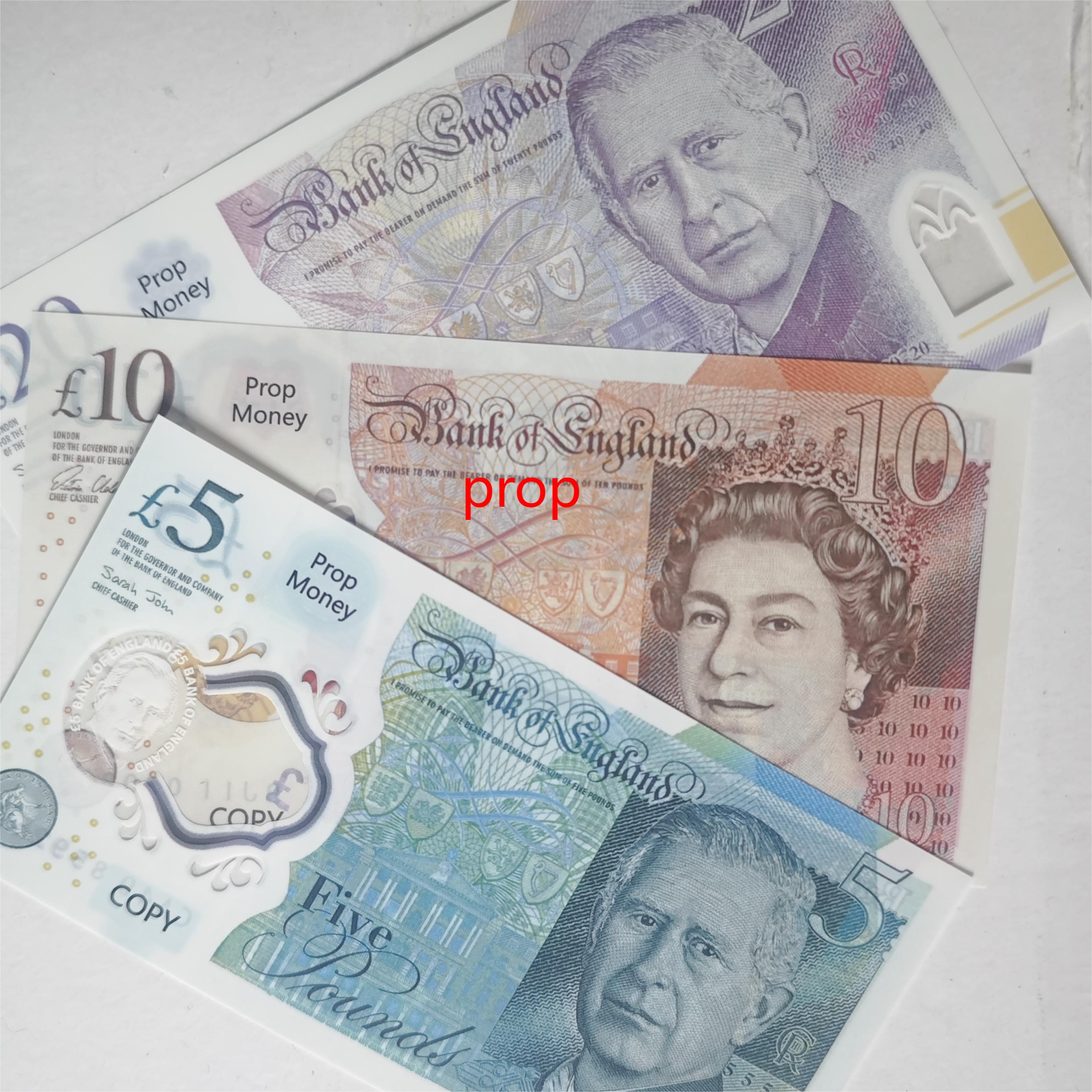Polymer Plastic Play Game Money GBP UK Money Banknote Props Party Decor Money Props Bill Notes Movie Money United Kingdon Money Props