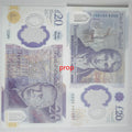Transparent Polymer Prop-GBP 20 Pound Plastic Notes Clear Window Non-Toxic Durable Birthday Party Favors Prop Money Pounds