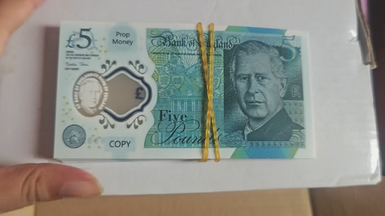 Polymer Plastic Play Game Money GBP UK Money Banknote Props Party Decor Money Props Bill Notes Movie Money United Kingdon Money Props